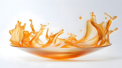 A dynamic splash of orange liquid captured in mid-air, showcasing fluid motion and color.