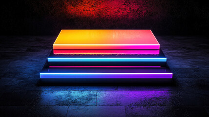 A futuristic horizon graph with glowing, layered neon bands, dynamically displayed on a textured dark base, creating a sleek and high-tech data visualization effect.