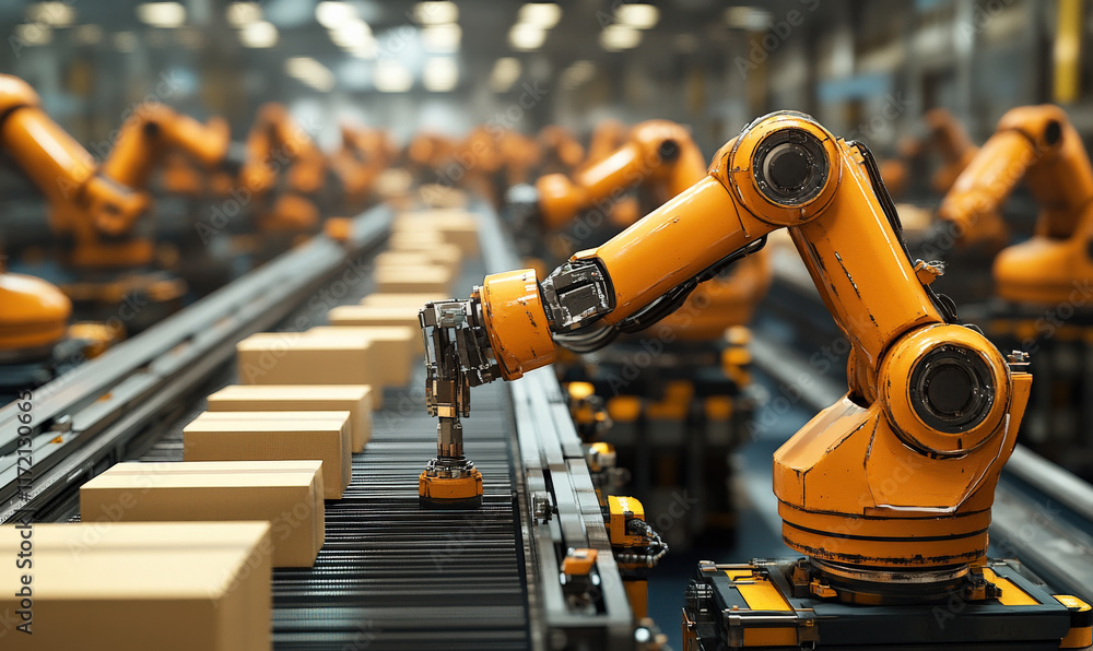 Poster factory warehouse automation production line, robotic arm automatic sorting