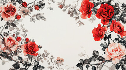 Elegant wedding invitation card background vector. Minimal hand painted watercolor botanical flowers texture template background. Design for wedding, vip cover, poster, rsvp moderncard.Valentine's Day