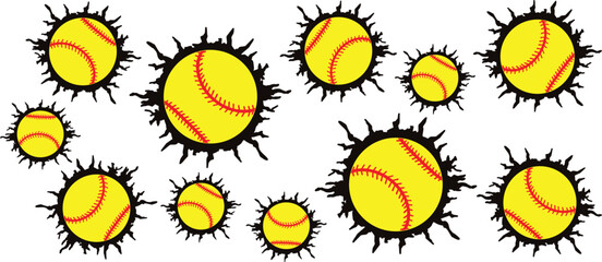 Softball Break Through Competition Game Graphic Clip art.