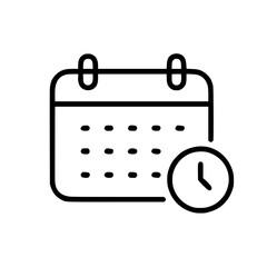 Calendar showing deadlines in outline icon style, business and finance theme.