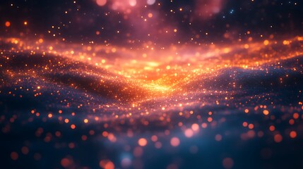 Obraz premium Abstract glowing particles wave background.