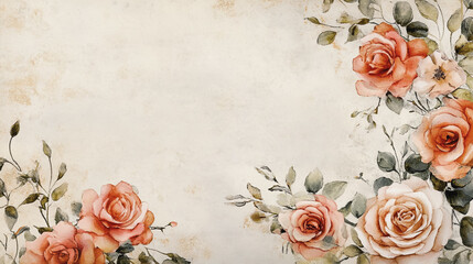 Elegant wedding invitation card background vector. Minimal hand painted watercolor botanical flowers texture template background. Design for wedding, vip cover, poster, rsvp moderncard.Valentine's Day