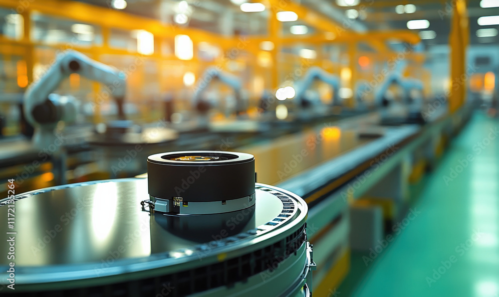 Poster application of robotic arms on assembly lines in factories