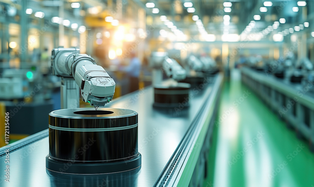 Poster application of robotic arms on assembly lines in factories
