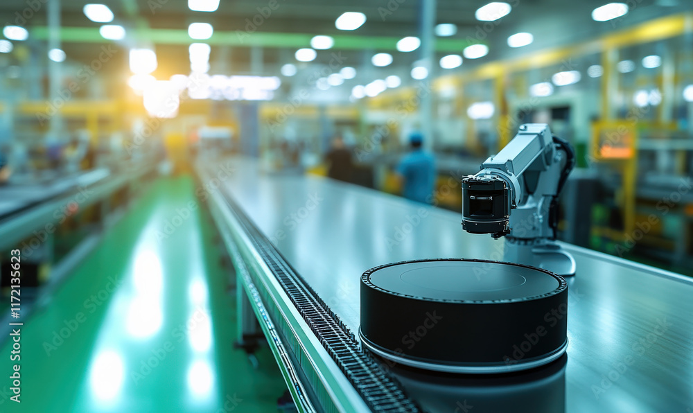 Aufkleber application of robotic arms on assembly lines in factories