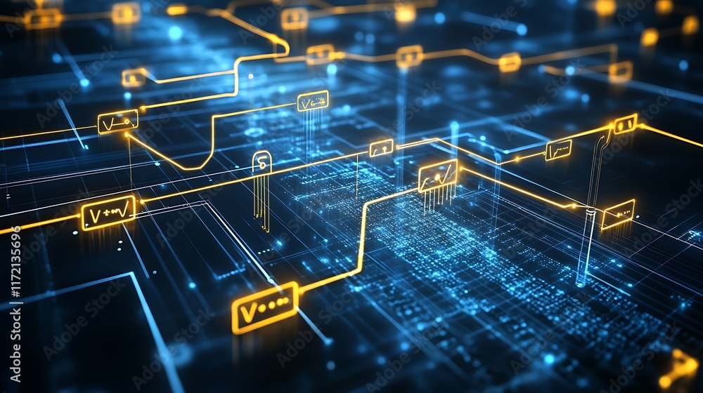 Poster abstract digital network data flow visualization
