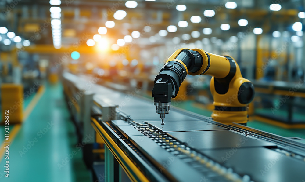 Aufkleber application of robotic arms on assembly lines in factories