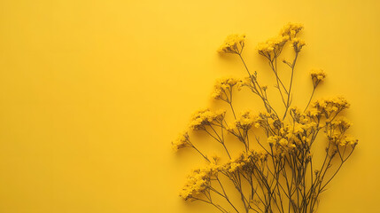 Fototapeta premium Background with yellow flowers on a yellow background