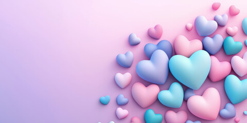 Colorful hearts in pastel shades create joyful and vibrant scene