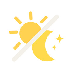 Day and night icon. Sun and moon sign. Natural, cycle, contrast, season concepts. Flat vector design isolated illustration.