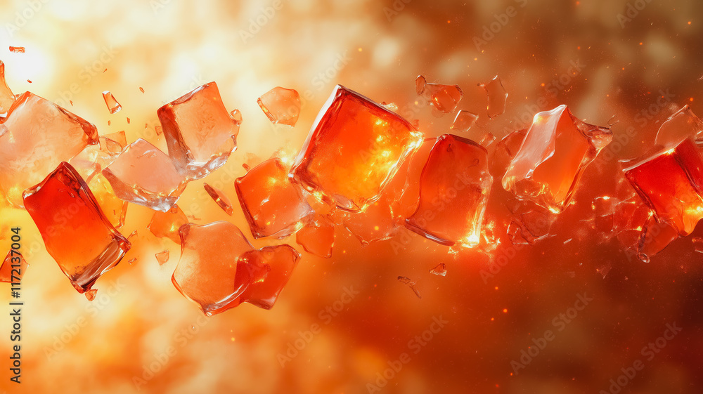 Poster shattering expectations: amber crystals exploding. a dynamic image of amber crystals shattering and 