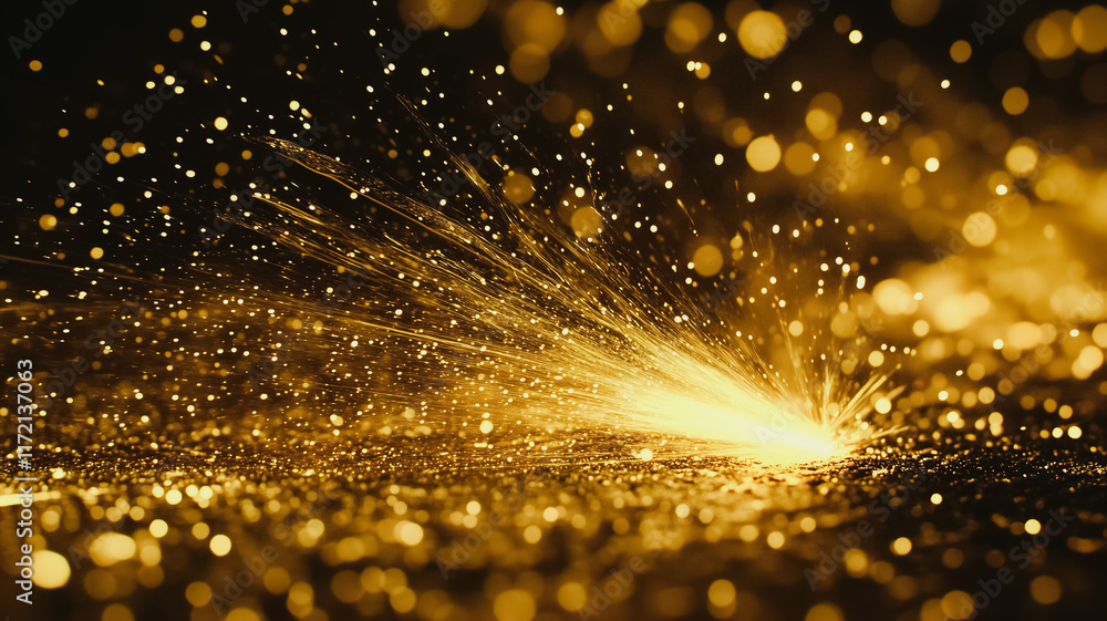 Poster golden spark: a captivating burst of golden sparks explodes against a dark backdrop, creating a dazz