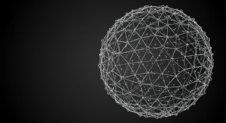 Obraz premium Wireframe sphere, geometric network, connected nodes, abstract 3D structure, digital