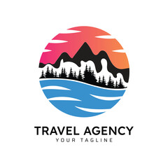 Travel Agency Vector Illustration Logo Design Template