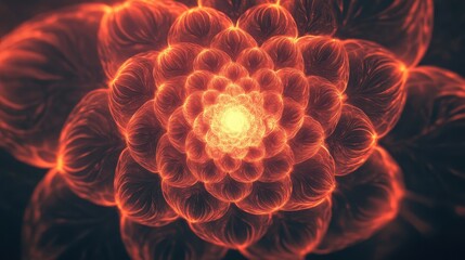 Fototapeta premium Glowing Flower with Fractal Petals in Pastel Colors
