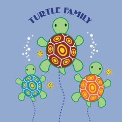 Fototapeta premium turtles family design cartoon vector illustration