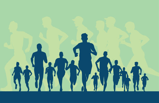 Great elegant vector editable marathon poster in silhouette style design for your marathon championship event	