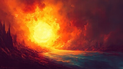 Fototapeta premium Glowing Waves and Digital Landscape in Neon Hues