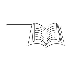 Book single-line art beautifully symbolizes the infinite journey of learning, using just one unbroken line to convey both simplicity and depth.