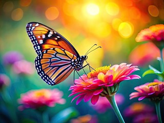 Fototapeta premium High-resolution AI butterfly photos. Vibrant flowers. Colorful, stunning imagery. Perfect for print.