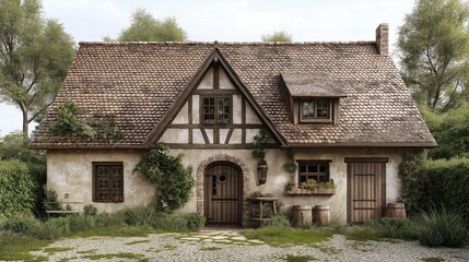 Charming Rustic Cottage Surrounded by Greenery