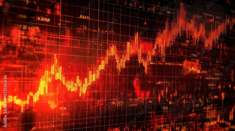 Poster analyzing stock market trends financial sector data visualization digital environment macro viewpoin