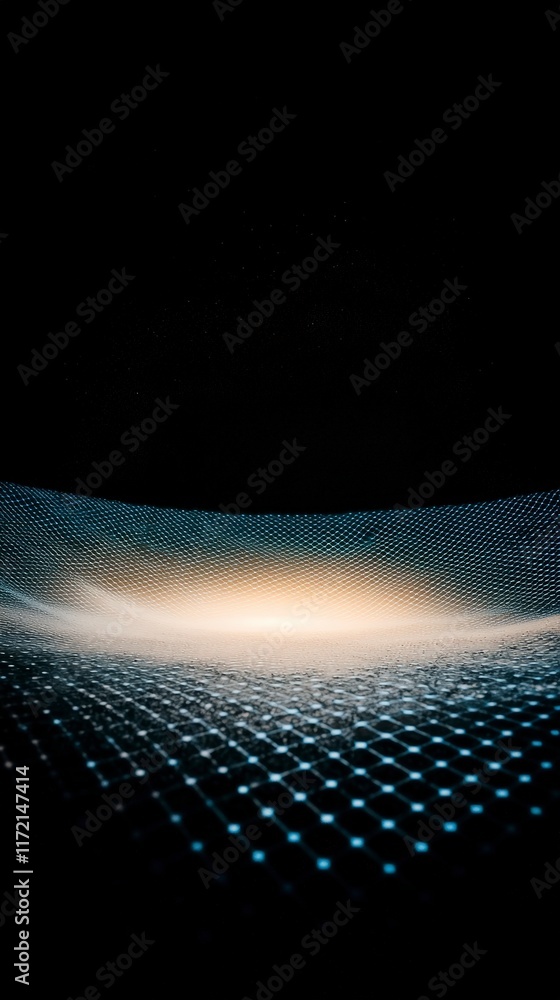 Poster abstract dark grid pattern background futuristic digital network mesh illuminated glow