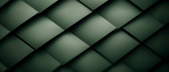 Obraz premium Abstract Dark Green Geometric Pattern Overlapping Square Tiles Texture Background