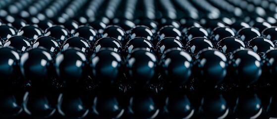 Fototapeta premium Seamless Array of Shiny Black Spheres Abstract Background Texture 3D Rendering