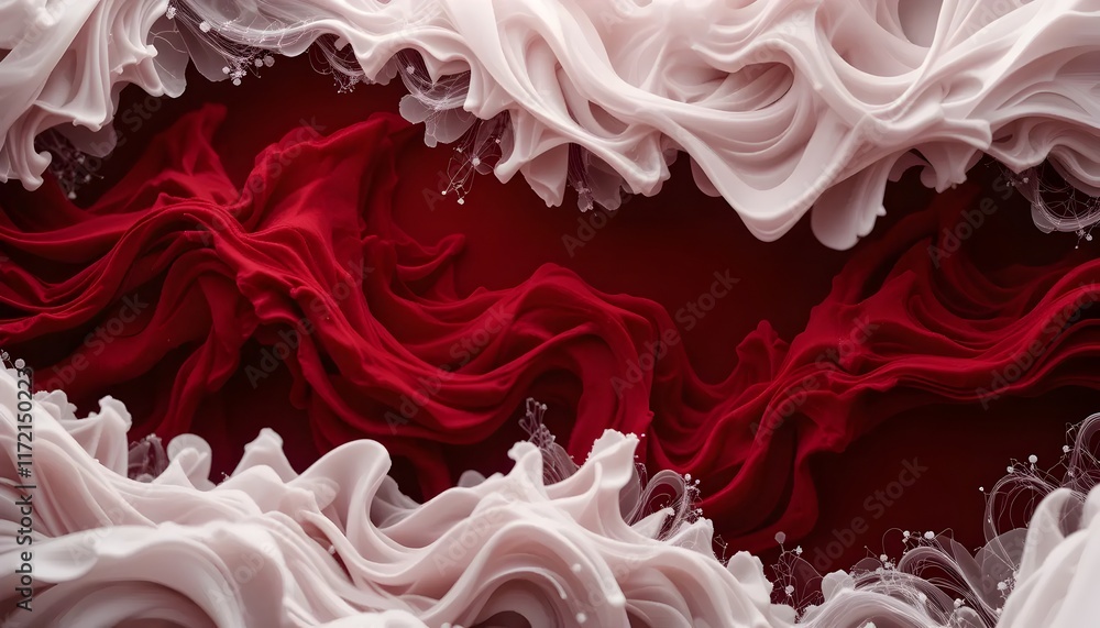 Aufkleber abstract flowing ribbons of red and white fabric create a visually striking and fluid composition ag