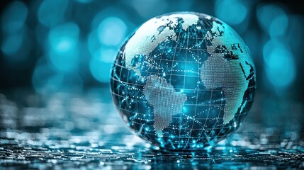 Global Network: A Crystal Globe Representing Worldwide Connectivity