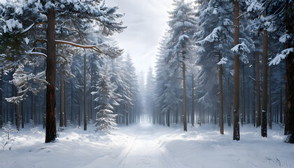 Obraz premium winter forest in the snow