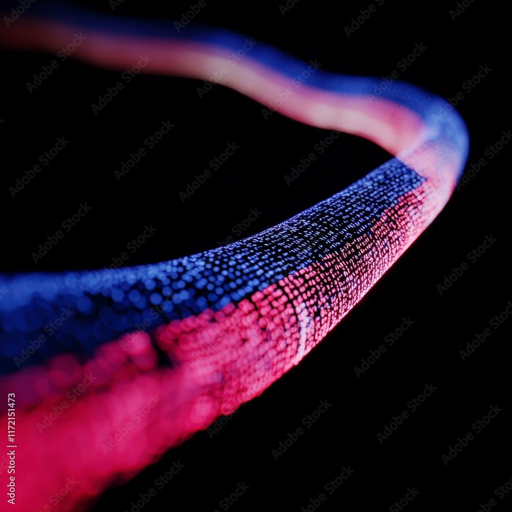 Aufkleber abstract pink and blue digital data stream futuristic technology background network connection