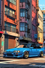 JDM Anime classic car 90s in the city 