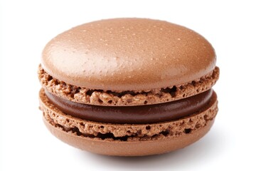 Smooth Chocolate Macaroon on White Background