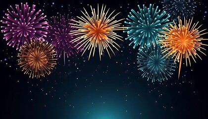 Colorful Fireworks Displaying Festive Night Celebration