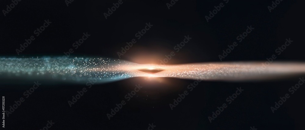 Aufkleber abstract glowing particle stream futuristic digital wave background