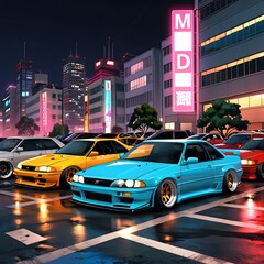 JDM Anime classic car 90s in the city 