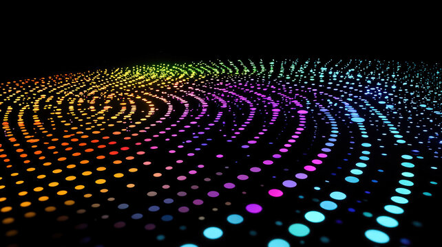 A futuristic scatter plot with glowing data points in vibrant colors, overlaid on a textured reflective background with holographic accents, creating a sleek and high-tech data visualization.