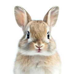 Obraz premium Cute bunny rabbit portrait, white background, Easter card.