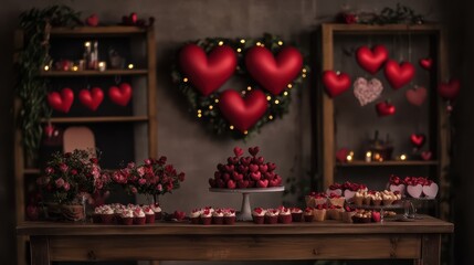 A beautifully arranged table adorned with a variety of colorful cupcakes, perfect for celebrating love on Valentine's Day.