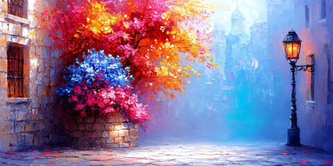  Vibrant Autumn Colors by Vintage Street Lamp