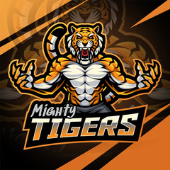 Mighty tiger esport mascot logo design