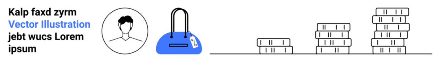 Blue padlock next to stack of coins and user avatar. Ideal for cybersecurity, financial security, user protection, wealth management, online privacy, data protection, digital investments. Landing