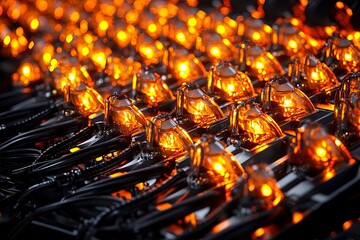 Bright Orange Lights in Close-Up View