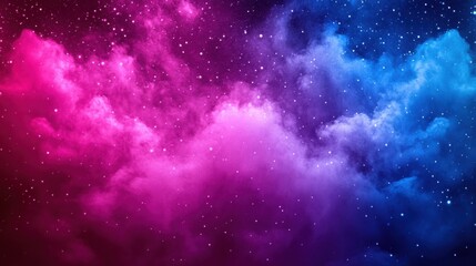 Fototapeta premium Vibrant Cosmic Clouds in Shades of Pink, Purple, and Blue with Twinkling Stars Creating a Mystical and Dreamlike Outer Space Scene