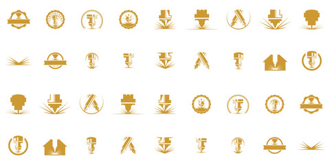 laser cutting logo designs, editable laser cutting icons, cnc logo designs, symbols, graphic