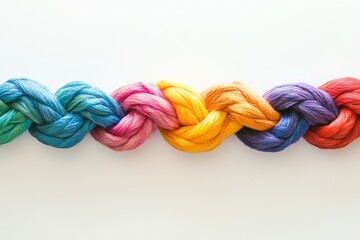 Close-up of colorful braided rope in a dynamic pattern